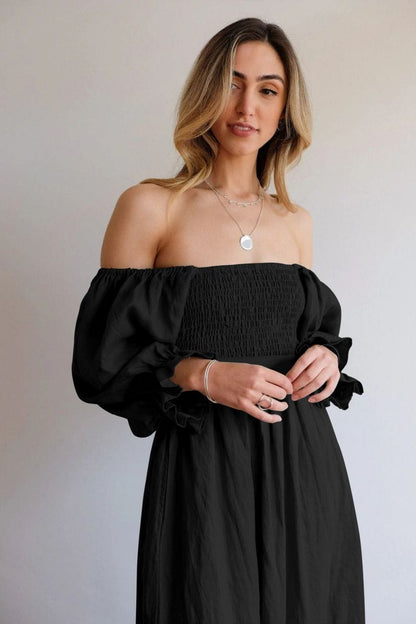 Tara™ | French Dress with Ruffled Sleeves