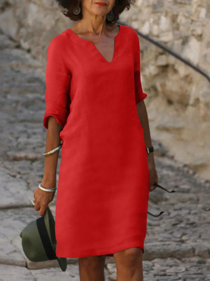 Saoirse™ – V-Neck Dress with Tummy-Concealing Design