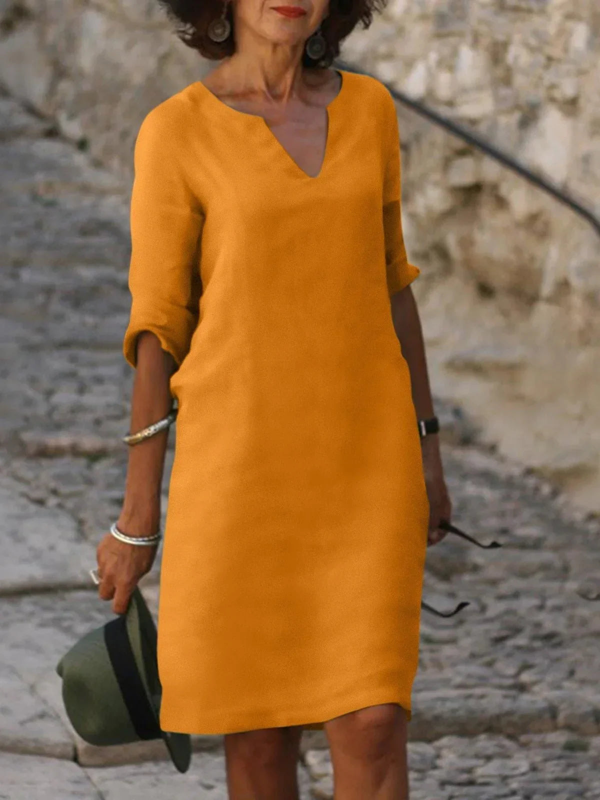 Saoirse™ – V-Neck Dress with Tummy-Concealing Design