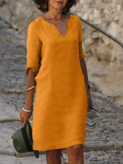 Saoirse™ – V-Neck Dress with Tummy-Concealing Design