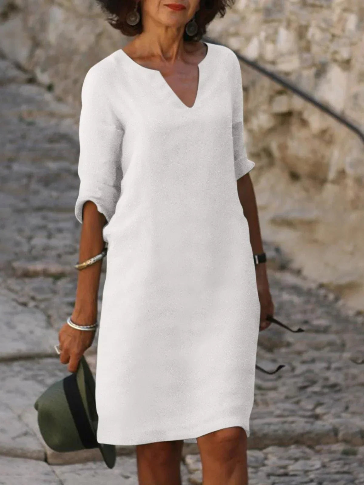Saoirse™ – V-Neck Dress with Tummy-Concealing Design