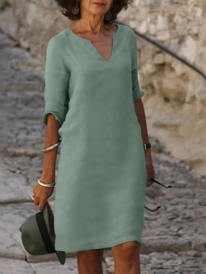 Saoirse™ – V-Neck Dress with Tummy-Concealing Design
