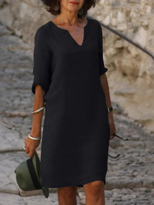Saoirse™ – V-Neck Dress with Tummy-Concealing Design