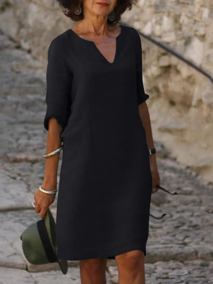 Saoirse™ – V-Neck Dress with Tummy-Concealing Design