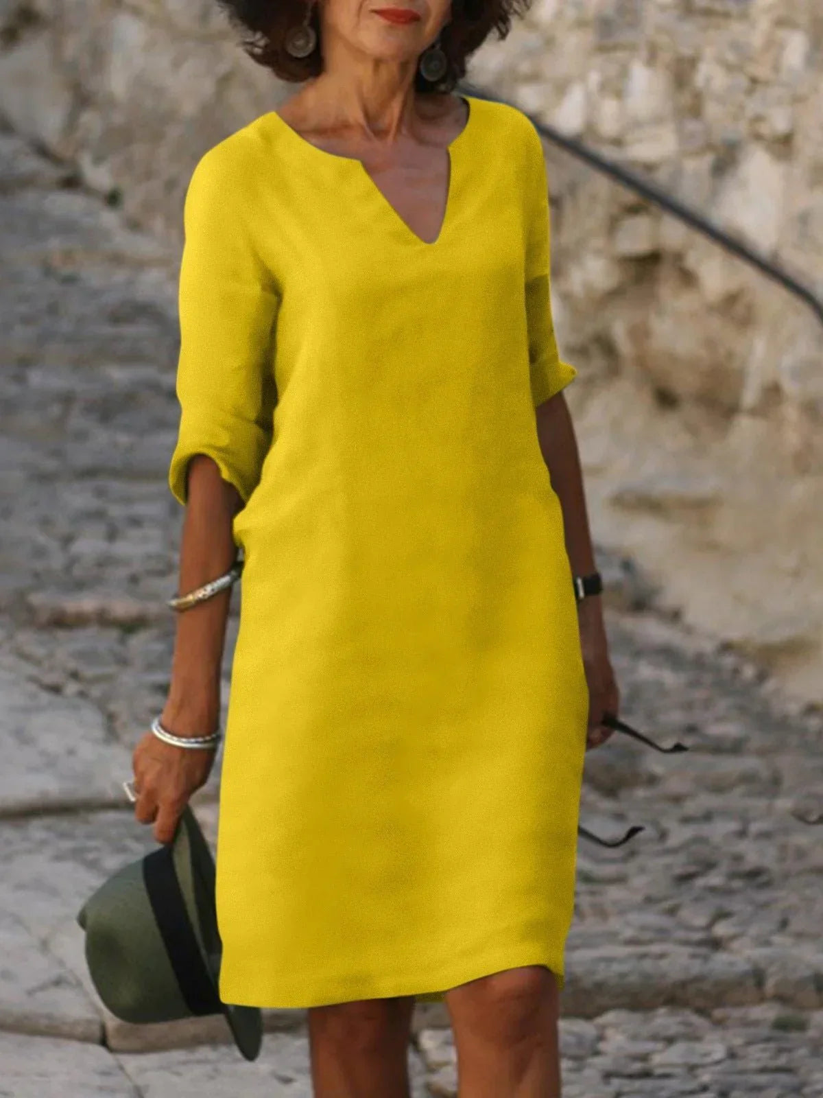 Saoirse™ – V-Neck Dress with Tummy-Concealing Design