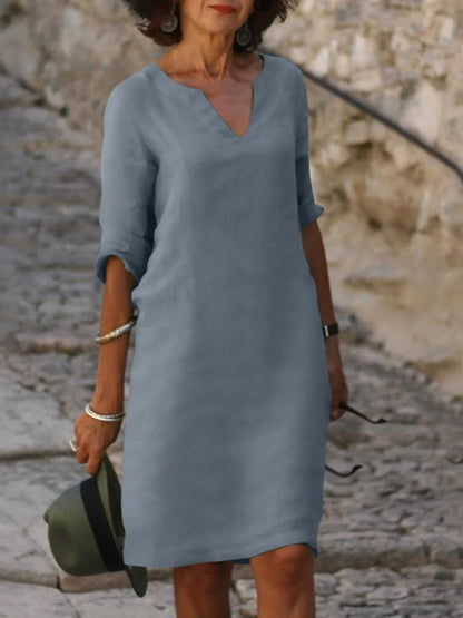 Saoirse™ – V-Neck Dress with Tummy-Concealing Design