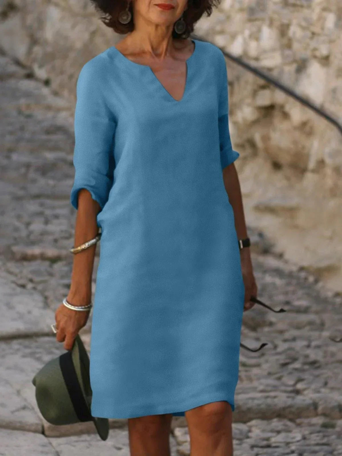 Saoirse™ – V-Neck Dress with Tummy-Concealing Design