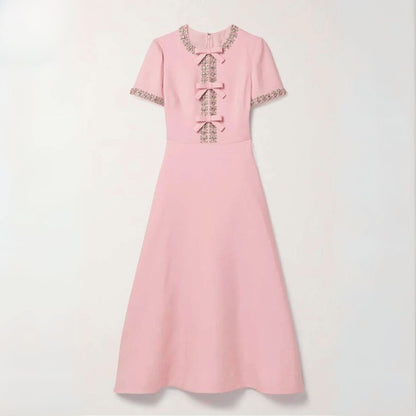 Zoe - Bowknot Crystal-embellished Midi Dress